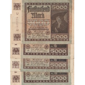 Germany, 5000 Mark, XF, p81, (Total 4 banknotes)