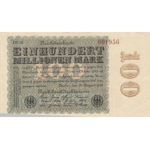 Germany, 100 Millionen Mark, 1923, XF (+), p107d