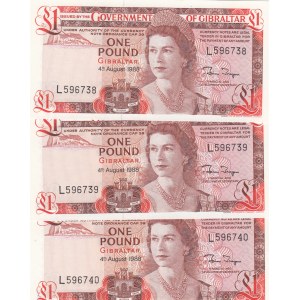 Gibraltar, 1 Pound, 1988, UNC, p20d, (Total 2 Consecutive Banknotes)