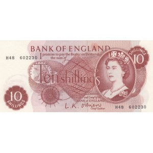 Great Britain, 10 Shillings, 1961-62, UNC, p373a