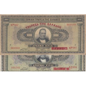 Greece, 1000 Drachmas, 1926, FINE, (Total 2 Banknotes)