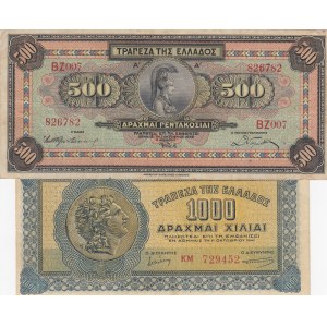 Greece, 500 Drachmai and 1000 Drachmai, 1932/ 1941, VF, p102a/ p117a, (Total 2 Banknotes)