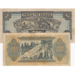 Greece, 500 Drachmai and 1000 Drachmai, 1932/ 1941, VF, p102a/ p117a, (Total 2 Banknotes)