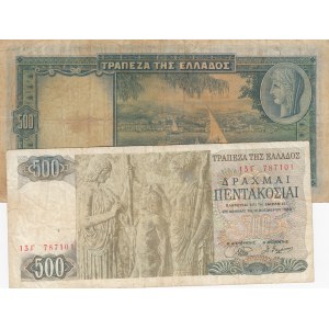 Greece, 500 Drachmai, 1939/ 1968, VF, p109a/ p197a, (Total 2 Banknotes)