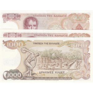 Greece, 100 Drachmaes and 1000 Drachmaes, 1978/ 1987, UNC, p200a/ p202a, (Total 3 Banknotes)