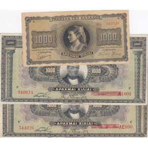 Greece, 3 Pieces Mixing Condition Banknotes