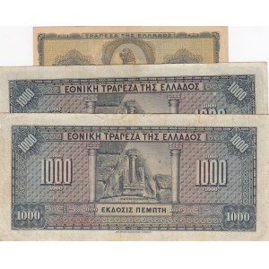 Greece, 3 Pieces Mixing Condition Banknotes