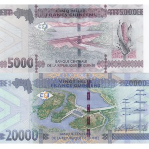 Guinea, 5.000 Francs and 20.000 Francs, 2015, UNC, p49 and p50, (Total 2 banknotes)