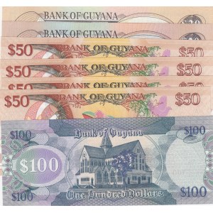 Guyana, 7 Pieces UNC Banknotes