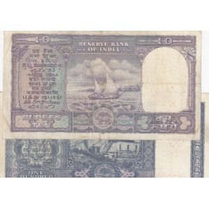 India, 10 Rupees and 100 Rupees, 1962-67/ 1977, FINE, p57a/ p64, (Total 2 Banknotes)