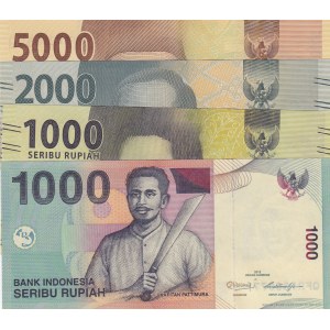 Indonesia, 1000 Rupiah, 1000 Rupiah, 2000 Rupiah and 5000 Rupiah, 2012/2016, UNC, (Total 4 Banknotes)