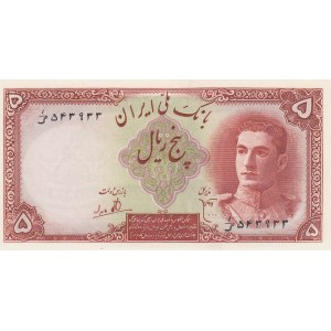 Iran, 5 Rials, 1944, UNC, p39