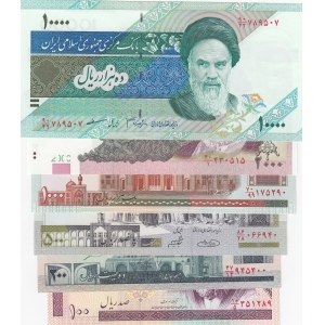 Iran, 100 Rials, 200 Rials, 500 Rials, 1000 Rials, 2000 Rials ve 10.000 Rials, UNC, (Total 6 banknotes)