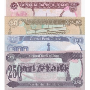 Iraq, 50 Dinar, 100 Dinar and 250 Dinar, 1992/1995, UNC, p80/p83/p84/p85, (Total 4 banknotes)