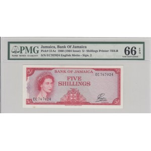 Jamaica, 5 Shillings, 1964, UNC, p51Ac