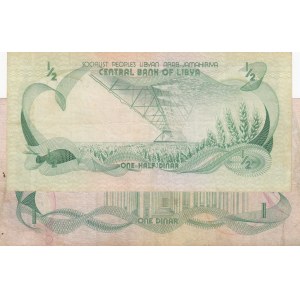 Libya, 1/2 Dinar and 1 Dinar, 1981, VF / XF, p43a / p44a, (Total 2 banknotes)