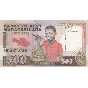 Madagascar, 500 Francs ( 100 Ariary), 1988-93, UNC, p71b