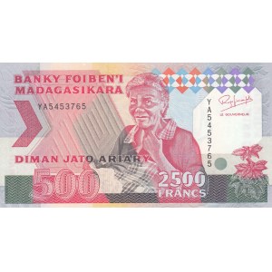 Madagascar, 2500 Francs ( 500 Ariary), 1993, UNC, p72Aa