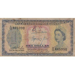 Malaya, 1 Dollar, 1953, POOR, p1a