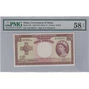 Malta, 1 Dollar, 1954, AUNC, p24b