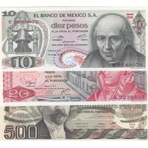 Mexico, 3 Pieces UNC Banknotes