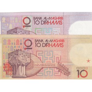 Morocco, 10 Dirhams (2), 1987-1991, XF / UNC, p60b / 63b, (Total 2 banknotes)