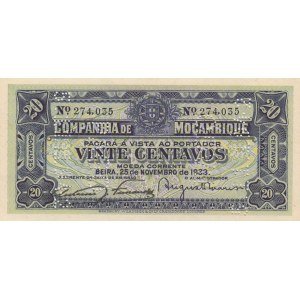 Mozambique, 20 Centavos, 1933, UNC, pR29, CANCELLED