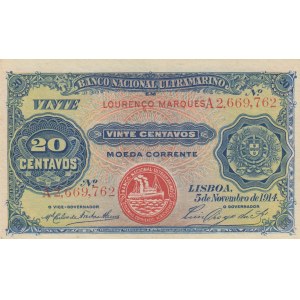 Mozambique, 20 Centavos, 1914, AUNC, p60