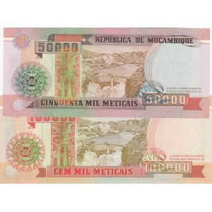 Mozambique, 50000 Meticais and 100000 Meticais, 1993, UNC, p138/ p139, (Total 2 Banknotes)