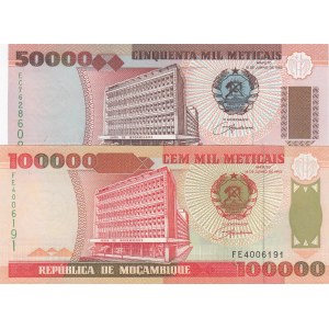 Mozambique, 50000 Meticais and 100000 Meticais, 1993, UNC, p138/ p139, (Total 2 Banknotes)