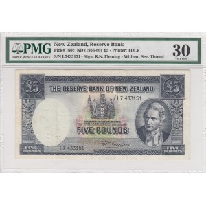 New Zealand, 5 Pounds, 1956-1960, VF, p160c, (PMG 30)