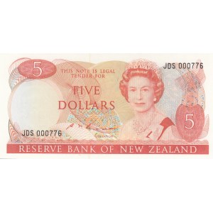 New Zealand, 5 Dollars, 1985-89, UNC, p171b