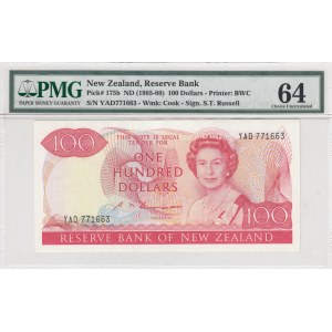 New Zealand, 100 Dollars, 1985-1989, UNC, p175b, (PMG 64)