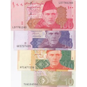 Pakistan, 10 Rupees, 20 Rupees, 50 Rupees and 100 Rupees, 2012/2016, UNC, (Total 4 banknotes)