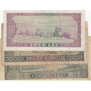 Romania, 10 Lei, 25 Lei and 50 Lei, 1966, FINE / VF, p94/p95/p96, (Total 3 banknotes)