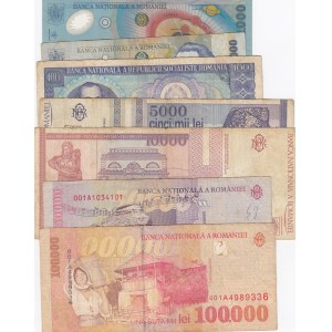 Romania, 7 Pieces Mixing Condition Banknotes