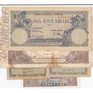 Romania, 5 Pieces Mixing Condition Banknotes