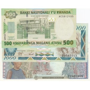 Rwanda, 500 Francs, 1000 Francs and 5000 Francs, 2004/ 1988/ 1988, UNC, p30/ p21a/ p22a, (Total 3 Banknotes)