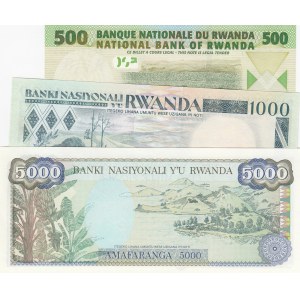 Rwanda, 500 Francs, 1000 Francs and 5000 Francs, 2004/ 1988/ 1988, UNC, p30/ p21a/ p22a, (Total 3 Banknotes)