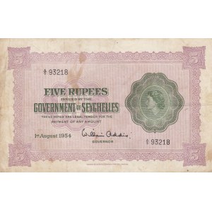 Seychelles, 5 Rupees, 1954, VF, p11a