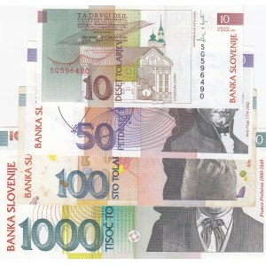 Slovenia, 10 Tolarjev, 50 Tolarjev, 100 Tolarjev and 1000 Tolarjev, UNC/ UNC/ XF/ UNC, p11a/ p13a/ p14a/ p22a, (Total 4 Banknotes)