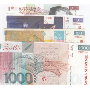 Slovenia, 10 Tolarjev, 50 Tolarjev, 100 Tolarjev and 1000 Tolarjev, UNC/ UNC/ XF/ UNC, p11a/ p13a/ p14a/ p22a, (Total 4 Banknotes)
