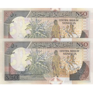 Somalia, 50 Shillings, 1991, UNC, pR2, (Total 2 banknotes)