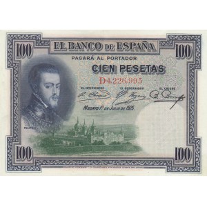 Spain, 100 Pesetas, 1925, AUNC, p69a