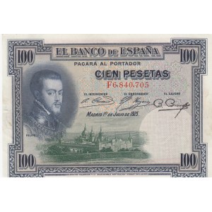 Spain, 100 Pesetas, 1925, AUNC, p69c