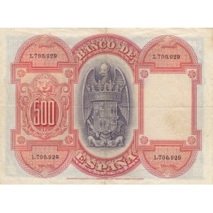 Spain, 500 Pesetas, 1927, VF, p73c