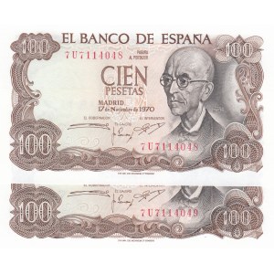Spain, 100 Pesetas, 1970, UNC, p152a, (Total 2 Consecutive Banknotes)