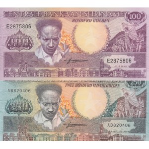 Suriname, 100 Gulden and 200 Gulden, 1986/1988, UNC, p133/p134, (Total 2 banknotes)