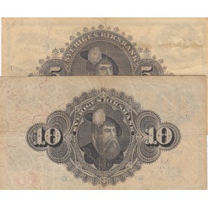 Sweden, 5 Kronor and 10 Kronor, 1940 / 1946, VF (+), p33ac / p34w, (Total 2 banknotes)