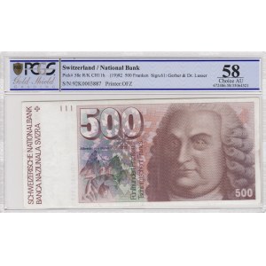 Switzerland, 500 Franken, 1992, AUNC, p58c